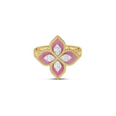 Venetian Princess Diamond & Rhodonite Flower Ring - 2