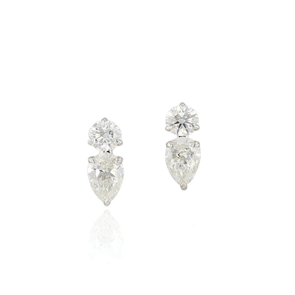 Round And Pear Stud Earrings - 1