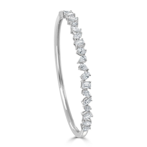 14k Gold & Fancy-Shape Diamond Bangle - 3.08ct - 2