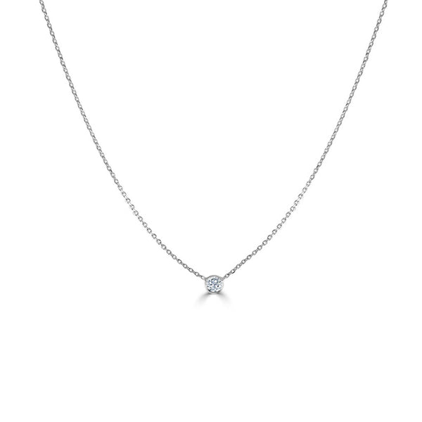 14k Gold & Diamond Bezel Necklace - 0.20ct - 2