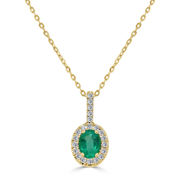 14K Gold, Emerald & Diamond Pendant - 2