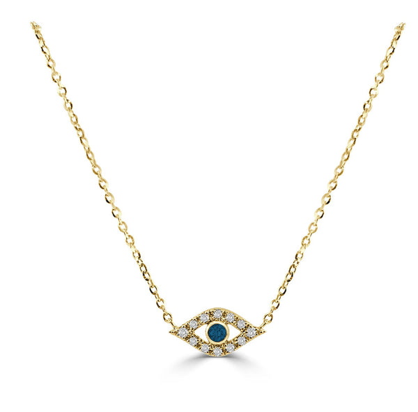 14k Gold & Diamond Evil Eye Necklace - 0.06ct - 2
