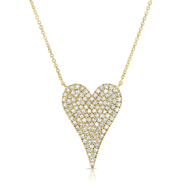 14k Gold & Diamond Heart Necklace-0.38 ct. - 2
