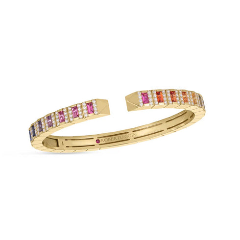 Obelisco Pavé Diamond and Mixed Sapphires Bangle - 2