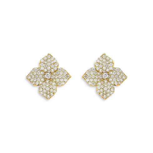 Fiore Large Flower Pavé Diamond Earrings - 1