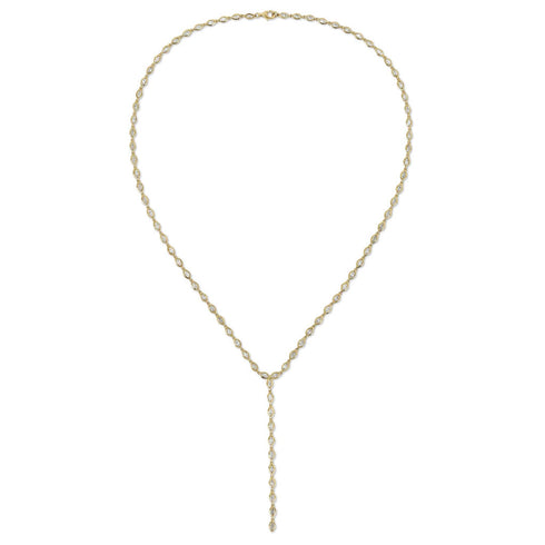 Bezeled Marquise Diamond Lariat 18k Yellow Gold - 1
