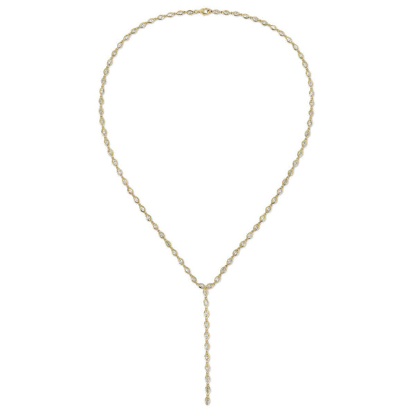 Bezeled Marquise Diamond Lariat 18k Yellow Gold - 1