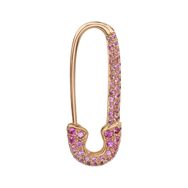 Pink Sapphire Safety Pin Earring 18k Rose Gold - 1
