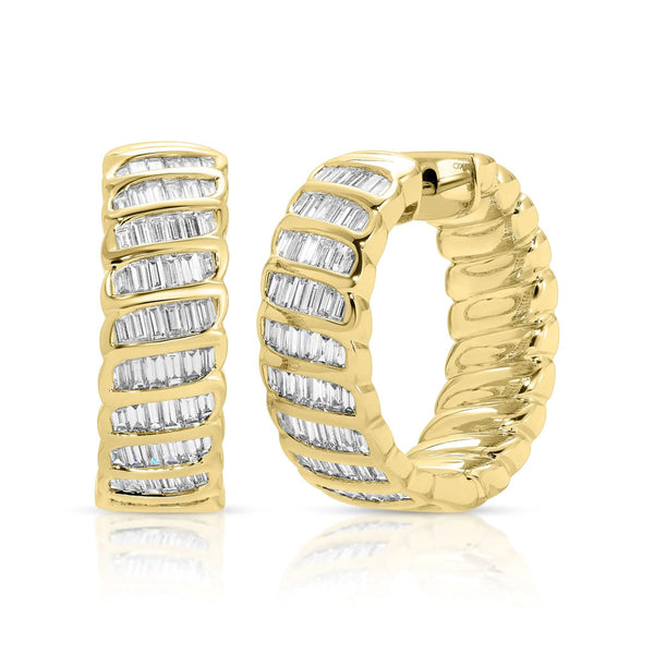 Baguette Diamond Zoe Hoops 18k Yellow Gold - 1