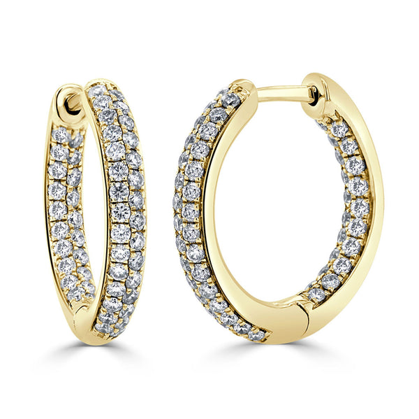 14k Gold & Diamond Pave Hoop Earrings - 1.00ct - 2