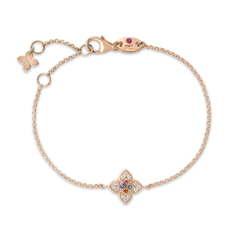 Venetian Princess Carnival Pave Diamond And Mixed Stones Small Flower Bracelet - 1
