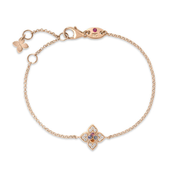 Venetian Princess Carnival Pave Diamond And Mixed Stones Small Flower Bracelet - 1