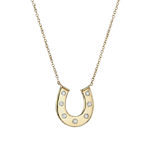 Horseshoe Diamond Pendant Necklace Medium - 1