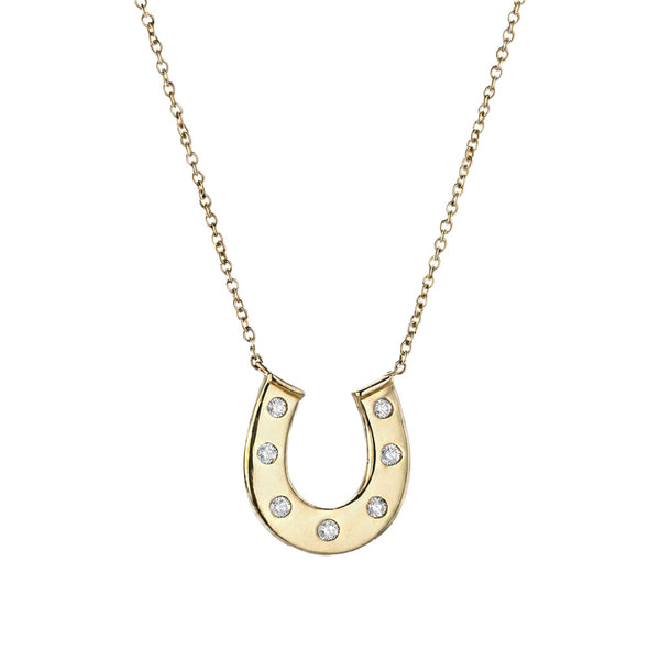 Horseshoe Diamond Pendant Necklace Medium - 1