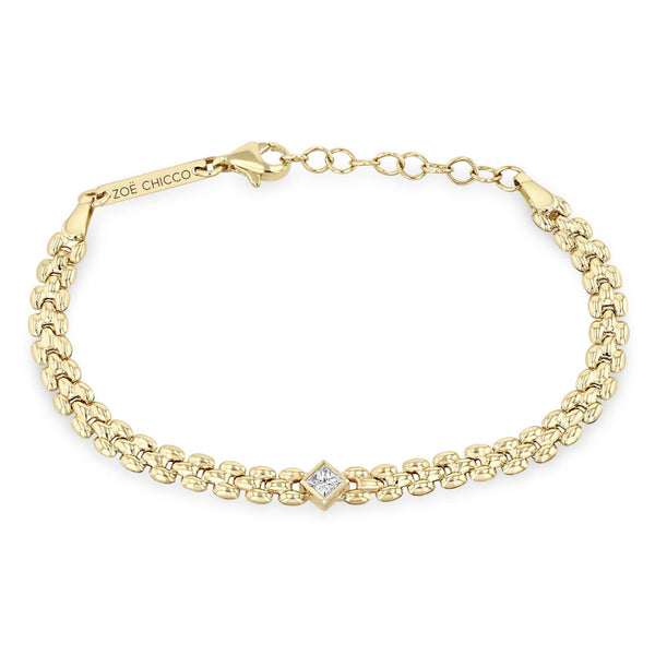 14k Princess Diamond Small Panther Chain Bracelet - 2