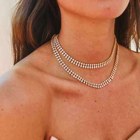 Round And Marquise Diamond Shaker Necklace 18k White Gold - 2