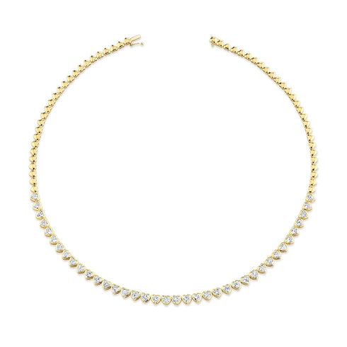 Heart Shaped Bezel Diamond Choker 18k Yellow Gold - 1