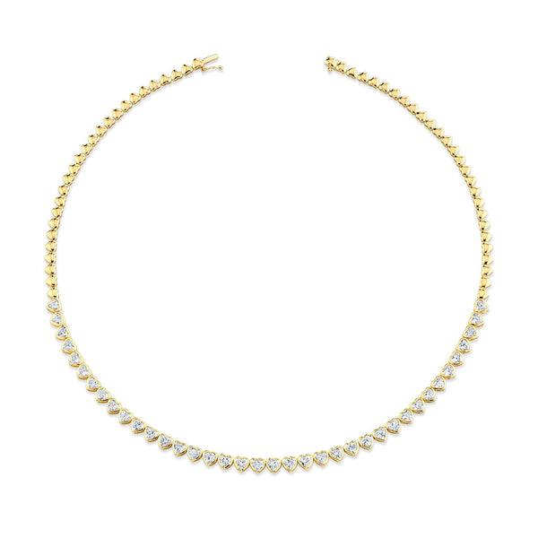 Heart Shaped Bezel Diamond Choker 18k Yellow Gold - 1
