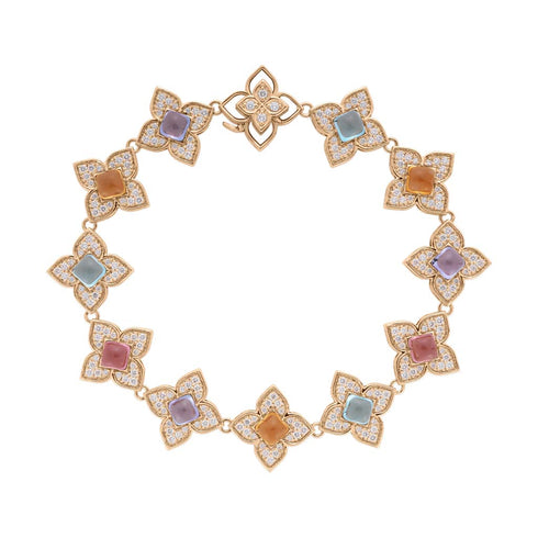 Venetian Princess Carnival Pave Diamond and Mixed Stones Flower Bracelet - 2