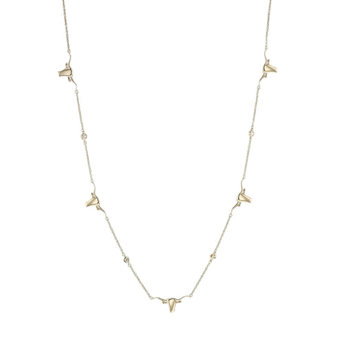 Longhorn Diamond Station Yellow Gold Necklace - 2