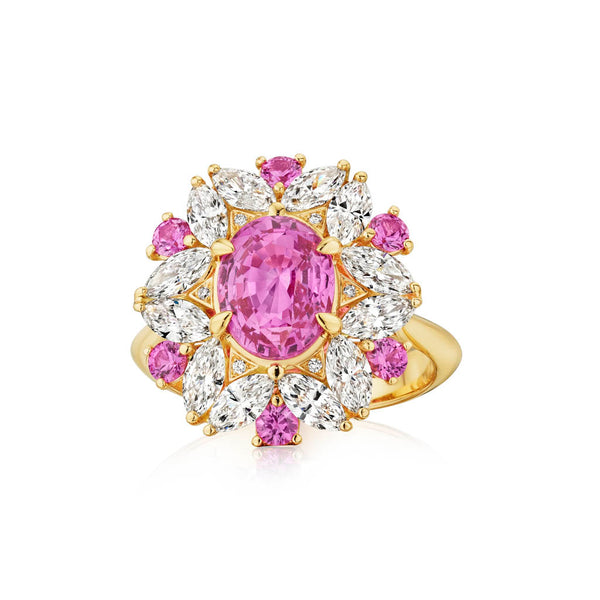 Pink Sapphire and Diamond Halo Ring - 2