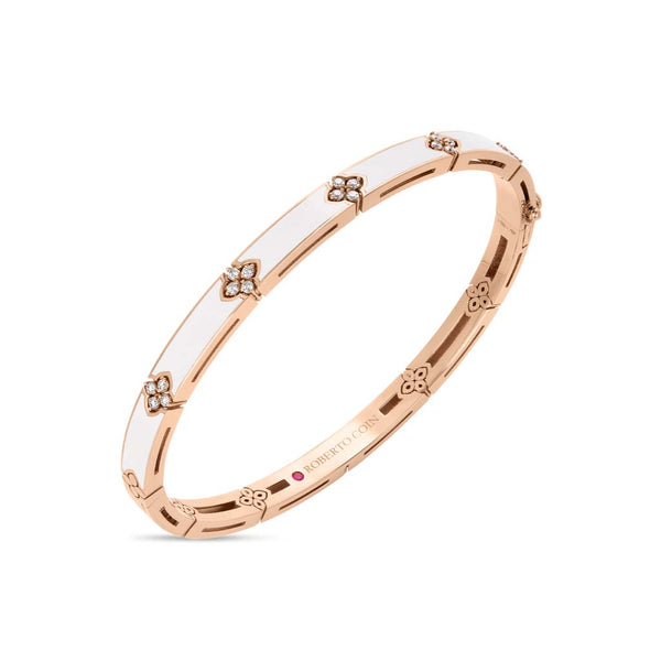 Cobra Diamond and White Enamel Cuff Bangle - 2