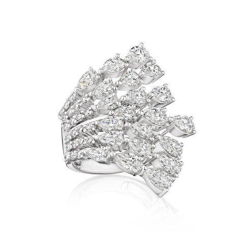 Pear Cut Diamond Fan Ring - 2