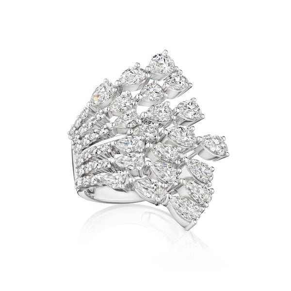 Pear Cut Diamond Fan Ring - 2