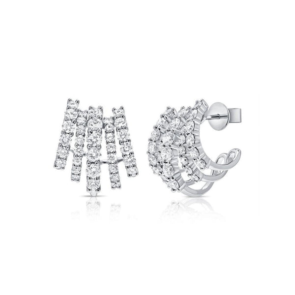 Diamond Cage Huggie Earrings - 1