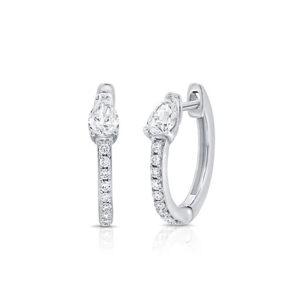 Pear And Round Shape Diamond Huggie Earrings - 1