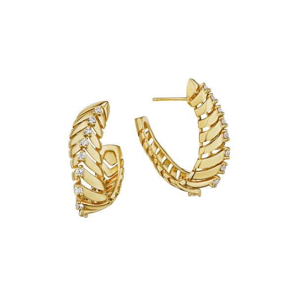 Sharp Huggie Diamond Earrings - 2