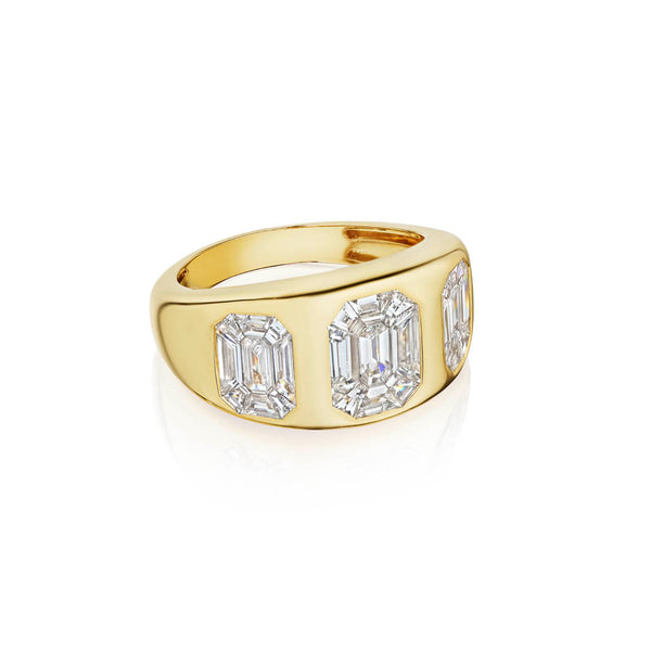 3 Diamond Mosaic Style Ring - 2