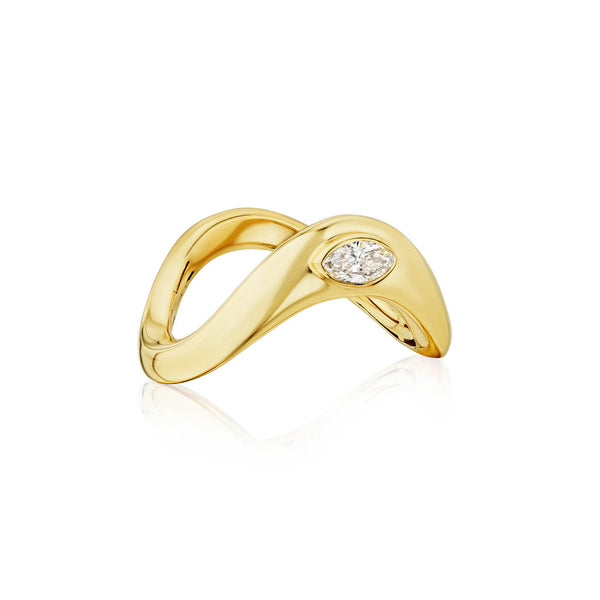 Wavy Gold Diamond Accent Ring - 2