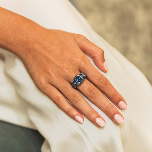 Sapphire Pave and Sapphire Ring - 5