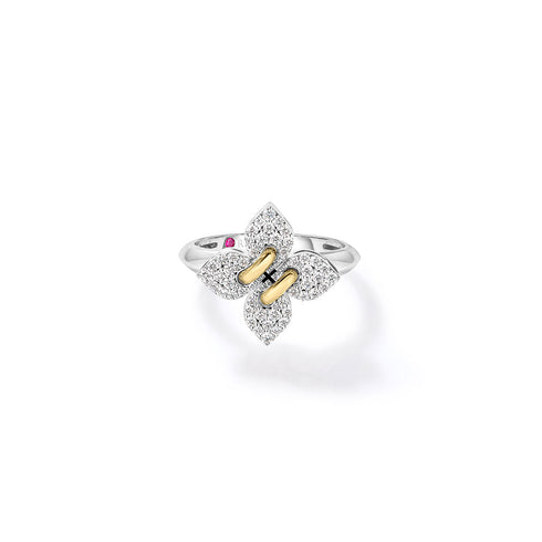 Love In Verona Small Pave Diamond Flower Ring - 2