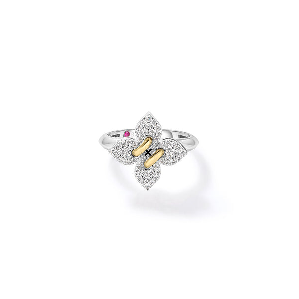 Love In Verona Small Pave Diamond Flower Ring - 2