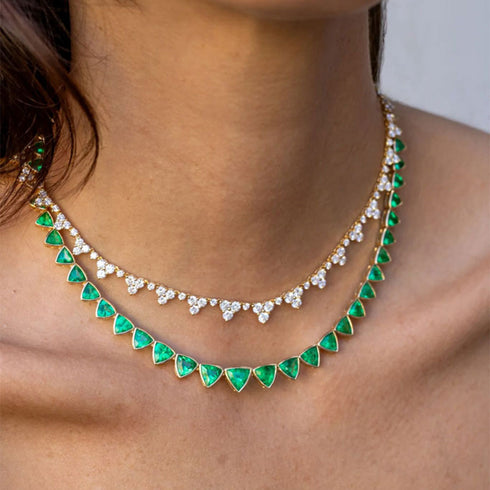 Large Diamond Triangle Eternity Choker 18k Yellow Gold - 2