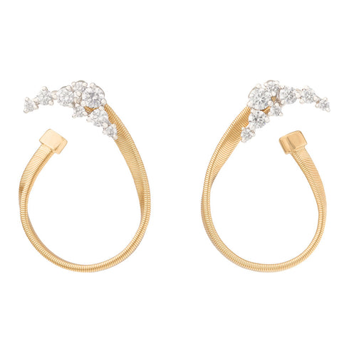 18K Yellow Gold Diamond Wrap Coil Earrings, 1" - 1