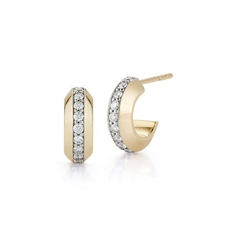 Grant 18K Diamond Knife Edge Huggie Earrings - 1