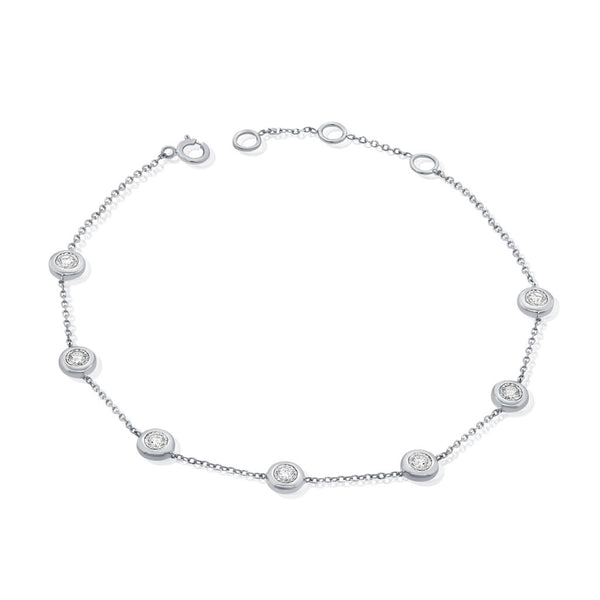 14K Gold & Diamond Bezel Set Station Bracelet - 0.21ct - 2