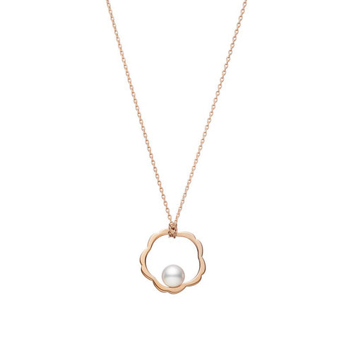 Cherry Blossom Akoya Cultured Pearl Pendant in Pink Gold - 1