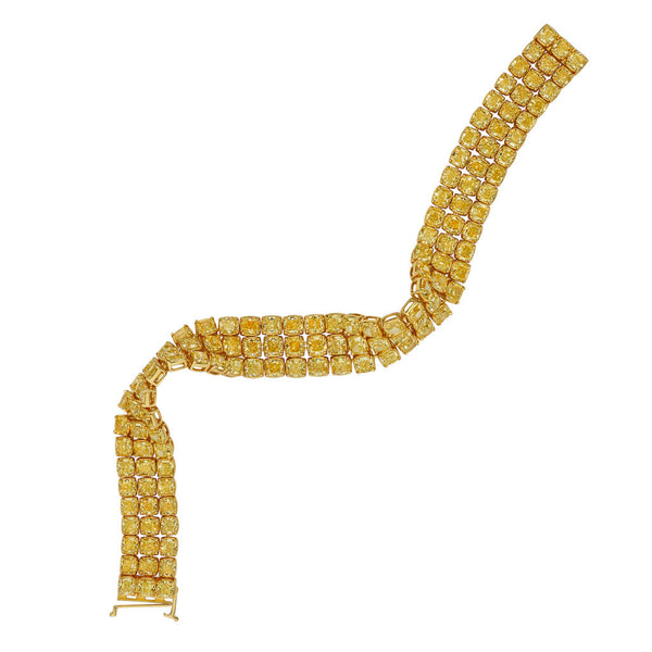 3 Row Yellow Diamond Bracelet - 2