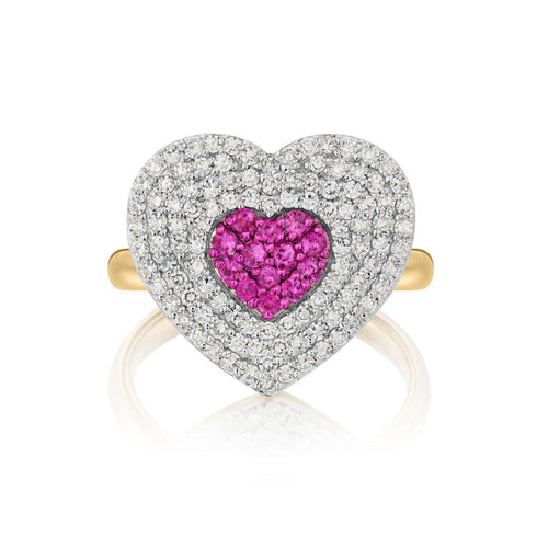 Diamond & Pink Sapphire Infinity Heartbeat Ring - 1
