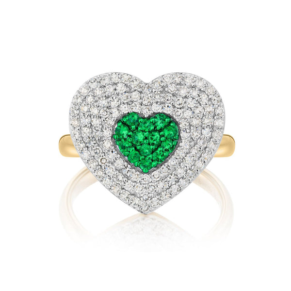 Diamond & Emerald Infinity Heartbeat Ring - 1