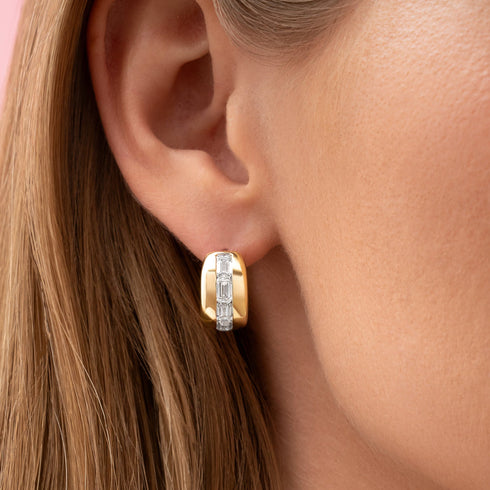 Emerald Cut Diamond Bubble Hoops - 2