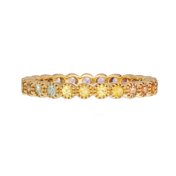 Rainbow Sapphire Bezel Stacking Ring - 1