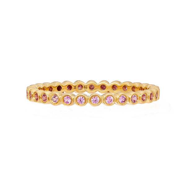 18K Gold Mini Bezel Pink Sapphire Stacking Ring - 1
