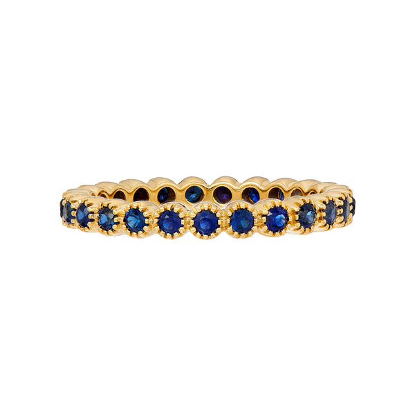 18K Gold Bezel Blue Sapphire Bezel Band - 1