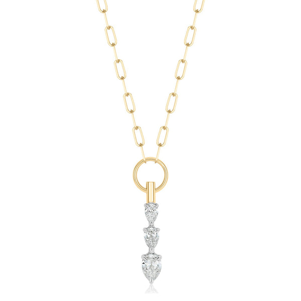 Graduated Triple Pear Shape Diamond Necklace - 1