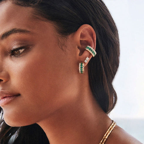 Emerald Lola Huggies 18k Yellow Gold - 2